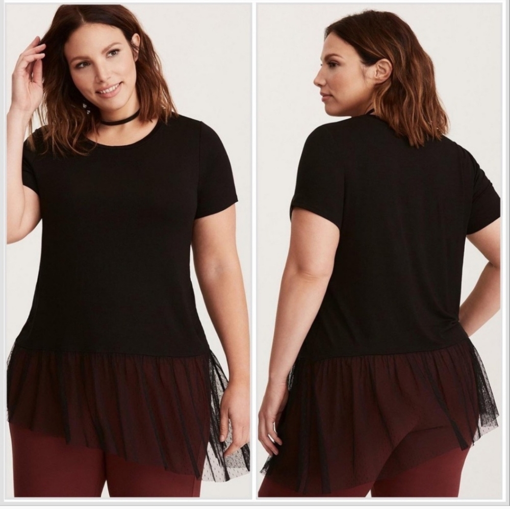 Cute Torrid Black Lace Tee Size 3 3x 24w